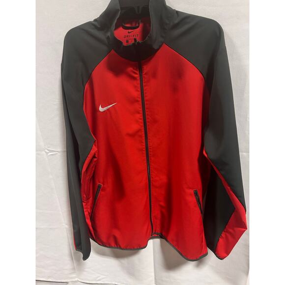 Nike dry-fit windbreaker size XL full zip with pockets Red/Dark grey - Picture 1 of 4